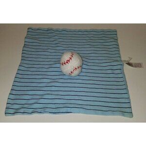 Baseball Blue Striped Lovey Security Blanket Plush Baby Toy 11" x 12" Sports